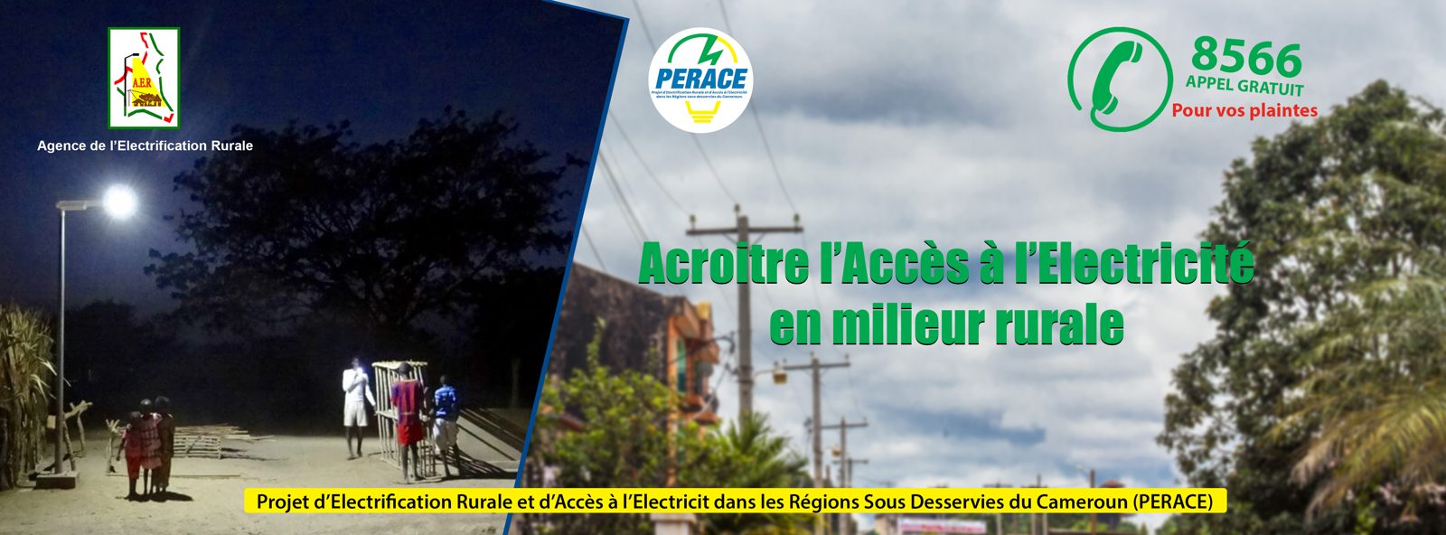 Bannière Facebook PERACE — accès à l'électricité