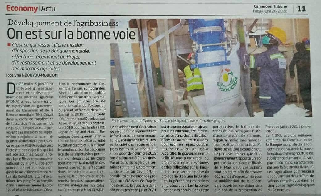 Cameroon Tribune — agrobusiness : « On est sur la bonne voie »